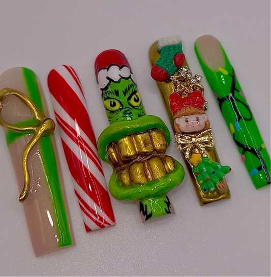 Grinch Gel Press On Nails